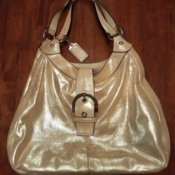 Coach Handbags - Gently used gold metallic Coach purse